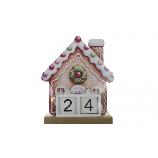 Adventi naptár fa házikó 13,5*4*16,5cm barna