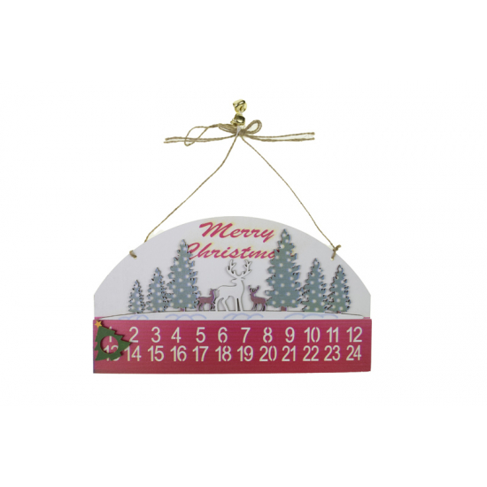 Adventi naptár fa hóemberes 25X0.5X14cm piros/fehér