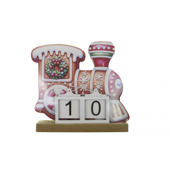 Adventi naptár fa mozdony 14*4*13.5cm barna