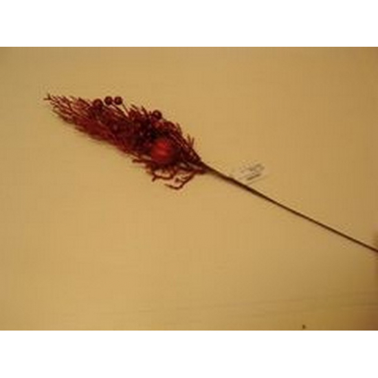 Ág toboz/alma 45cm full glitteres piros