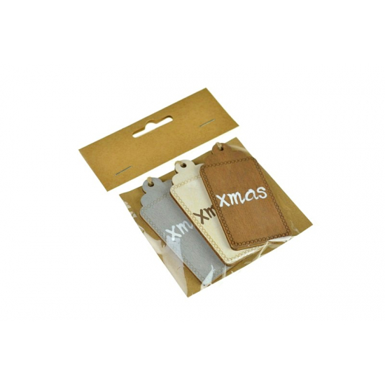 Ajándékkísérő fa karácsonyi 4*8cm S/3 2féle natúr