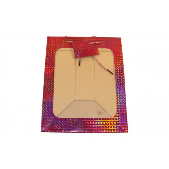 Ajándéktasak papír ablakos 20*25*15cm rózsaszín