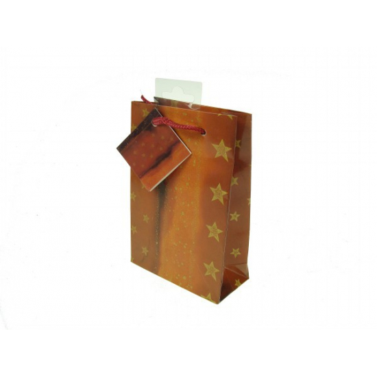Ajándéktasak papír csillag mintás 11*16*5cm barna