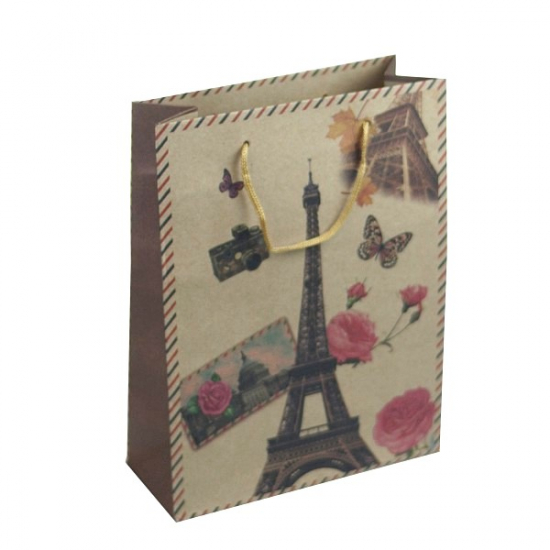 Ajándéktasak papír 19*25*8cm 4féle mintával barna