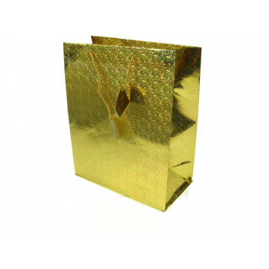 Ajándéktasak papír hologramos 33*26,5*14cm nagy arany