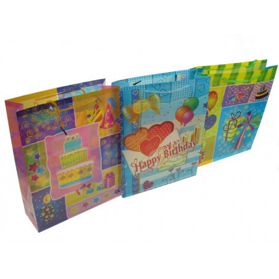 Ajándéktasak pp szülinapos 30*23*8cm színes