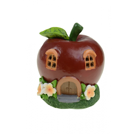 Figura almaház poly LED-es 8,3*8,3*9,8cm piros