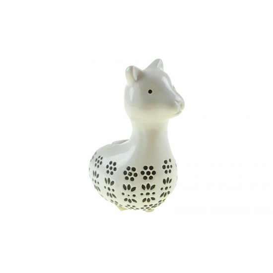 Figura alpaka kerámia mintás 11cm fehér