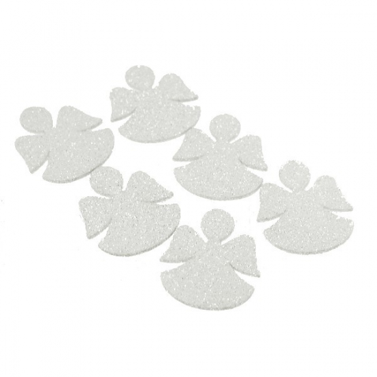 Angyal fa LV 5cm S/8 glitteres fehér