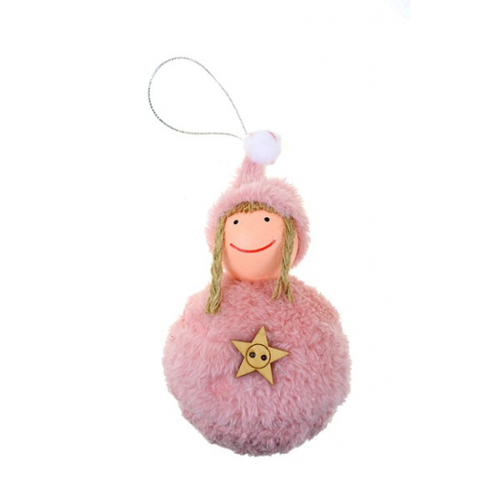 Angyal hab akasztós D10 szőrmés pink
