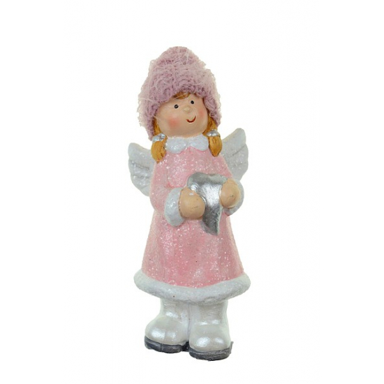 Figura angyal kerámia 6*13,5cm rózsaszín