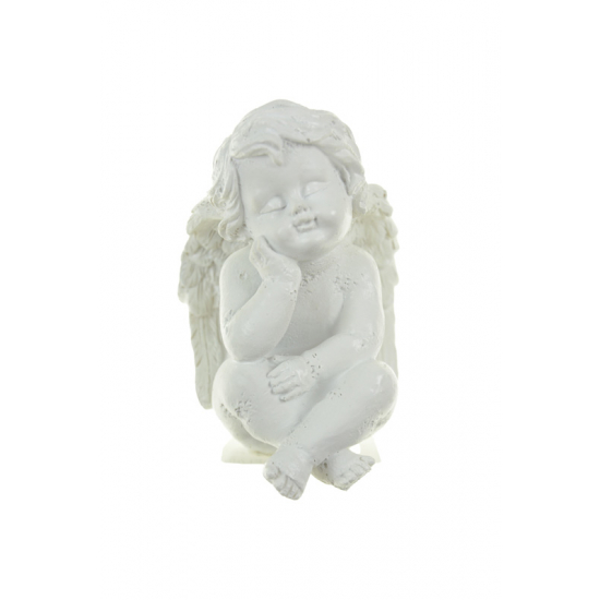 Figura angyal poly törökülsében 7.7*8.5*11.3cmH fehér