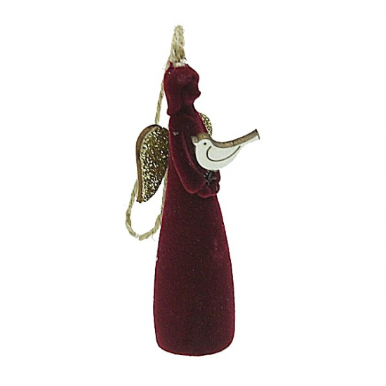Figura angyal poly akasztós 3*2.5*9cm piros