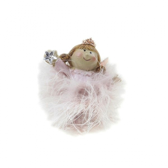 Angyal poly csillaggal 5,5*3*5,5cm rózsaszín rózsaszín