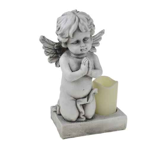 Figura angyal poly Led-es 23*13*32cm Hiányzol szürke