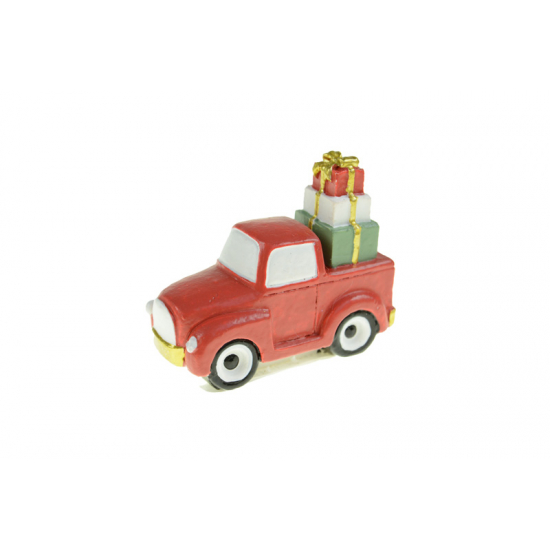 Figura autó poly 5cm csomagokkal piros