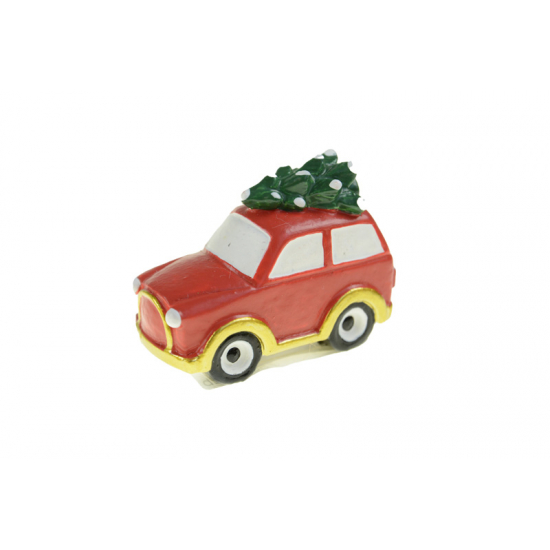 Figura autó poly 6.7cm fenyővel piros