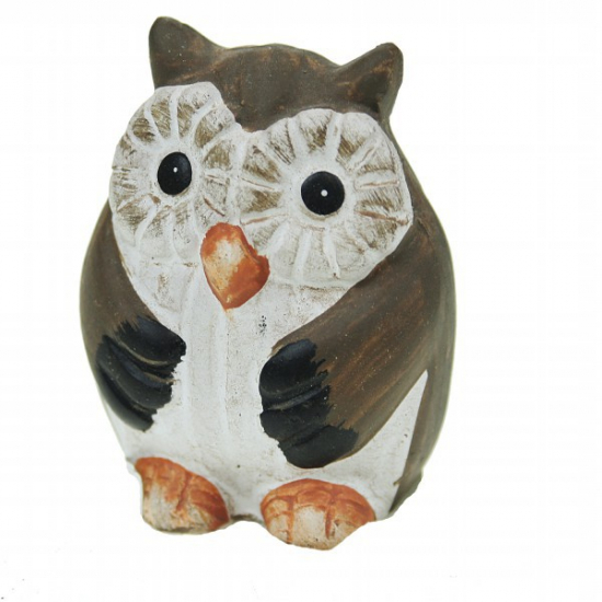 Figura bagoly poly 6*4cm barna/fehér