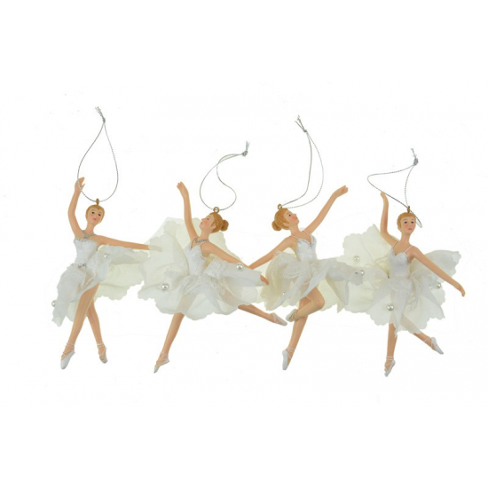 Figura balerina poly akasztós 9,5*14cm többféle fehér
