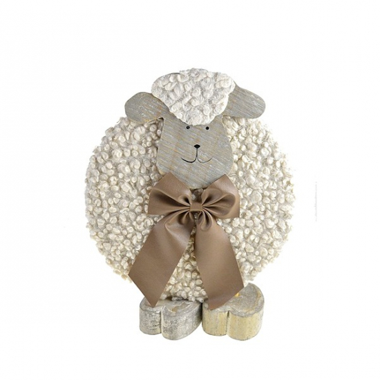 Figura Bárány fa álló 26*47cm fehér DK