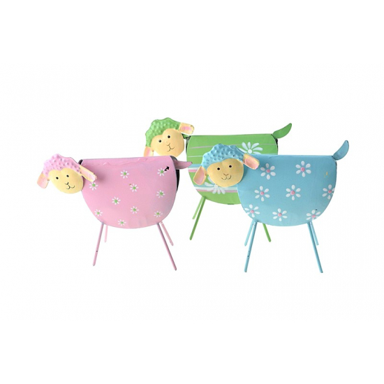 Figura bárány fém virág mintás 13*13cm több szín DK