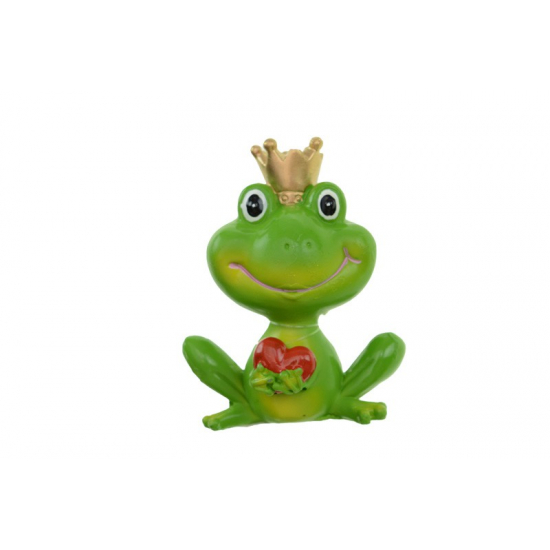 Figura béka poly koronás 7,4cm zöld