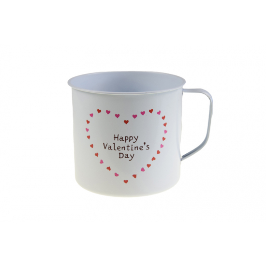 Bögre fém D12 H11 Happy Valentine´s Day fehér