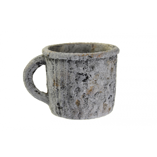 Bögre kő 14*11*9,5cm kötött mintás szürke