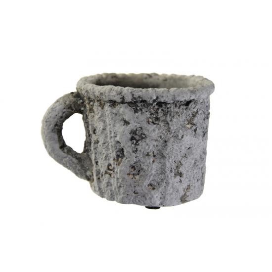 Bögre kő 9*7*6cm kötött mintás szürke