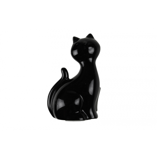 Figura cica kerámia 5*3,5*8,5cm fekete/fehér