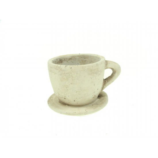 Kaspó csésze+alj kő 10*8*7cm krém