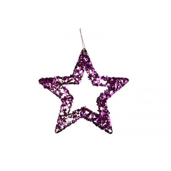 Csillag drót flitteres 20cm pink