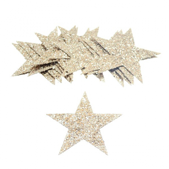 Csillag műanyag 6cm s/12 glitteres taupe