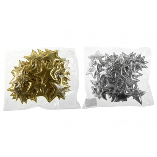 Csillag textil 8cm s/50 fényes arany/ezüst