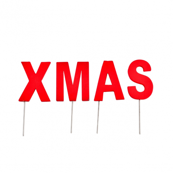 Dekor fa 5cm Xmas piros