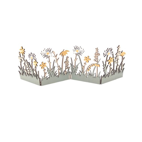 Dekor fa 60*17,7cm virággal szürke/sárga