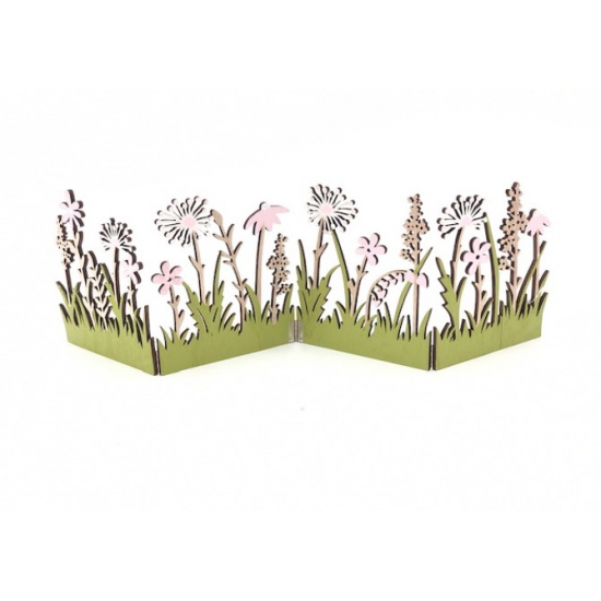 Dekor fa 60*17,7cm virággal zöld/rózsaszín