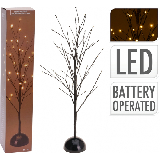 Dekor fa 60cm LEDes meleg fehér fekete