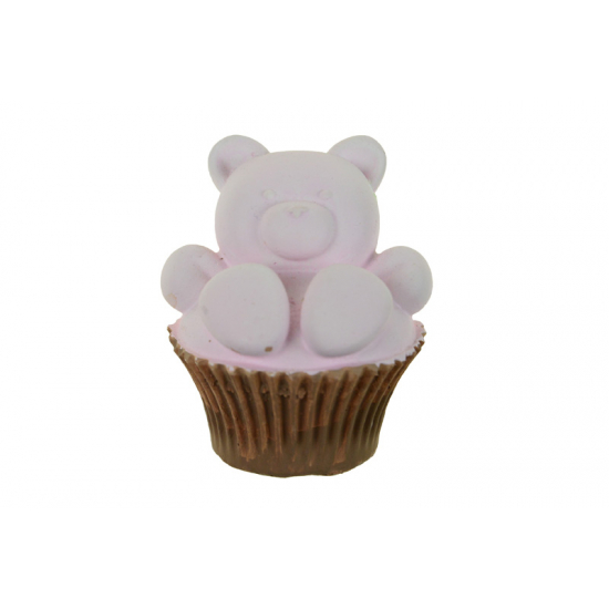 Figura maci gipsz 7 cm muffin papírban rózsaszín