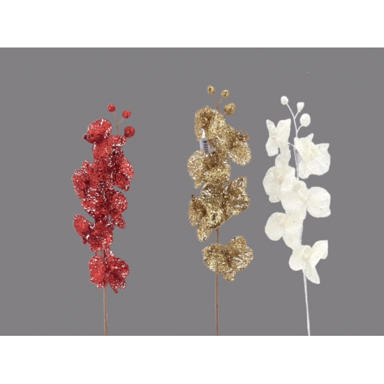 Dekor orchidea ág 69CM glitteres arany