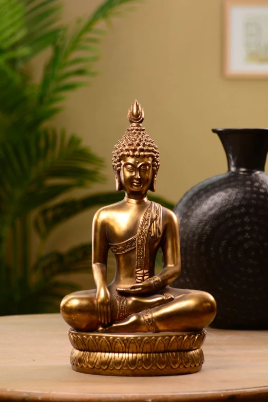 Dekoráció Buddha poly 24*41cm arany