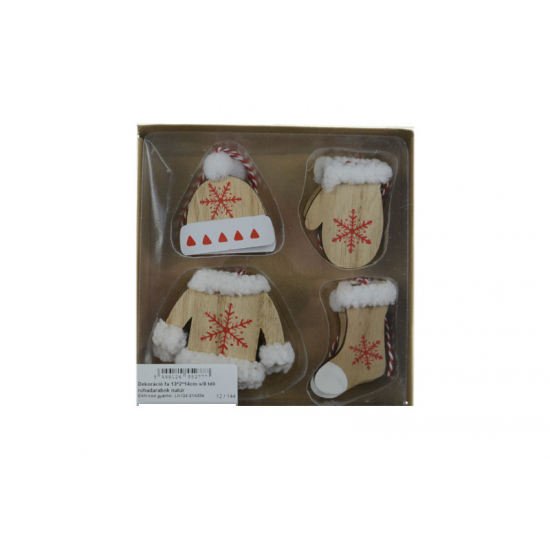 Dekoráció téli ruhadarabok fa 13*2*14cm s/8 natúr