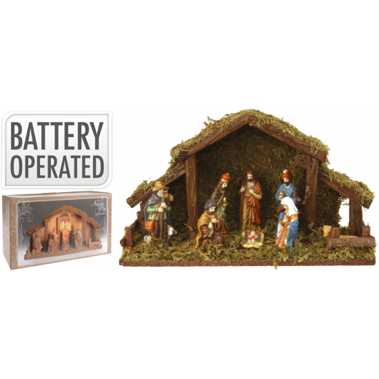 Betlehem fa LED-es 39*22cm barna