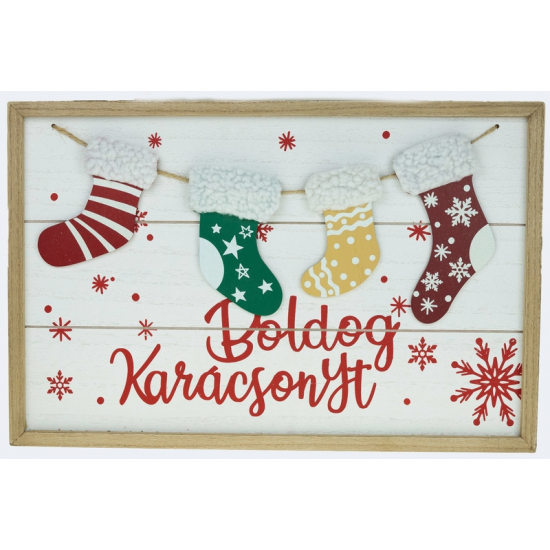 Dekoráció fa 46*30cm zoknikkal színes
