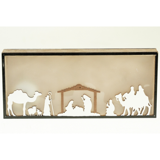 Dekoráció fa Betlehem17,9*7,8cm LED-es fehér