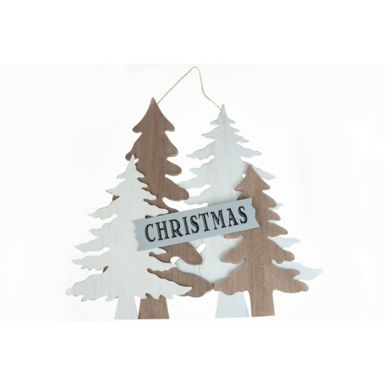 Dekoráció fa fenyők 46*43,5cm Christmas akasztós fehér-barna