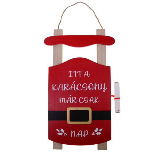 Dekoráció fa szánkó 20*2*34cm piros