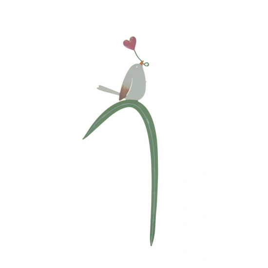 Dekoráció fém madaras 22*8*0.1cm rózsaszín/zöld