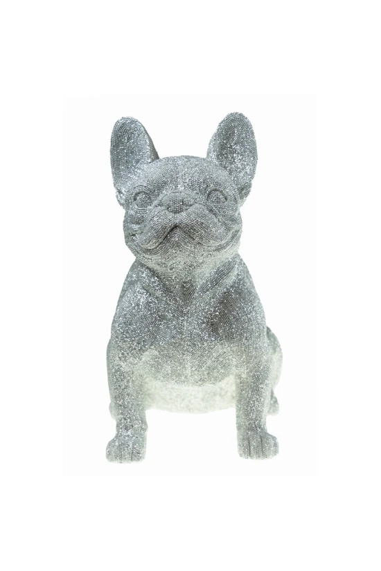 Dekoráció francia bulldog poly 30*31cm ezüst