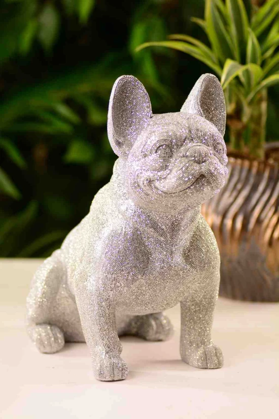 Dekoráció francia bulldog poly 30*31cm ezüst